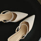 Clarisse Rhinestone Pointed Heels (Cream White)