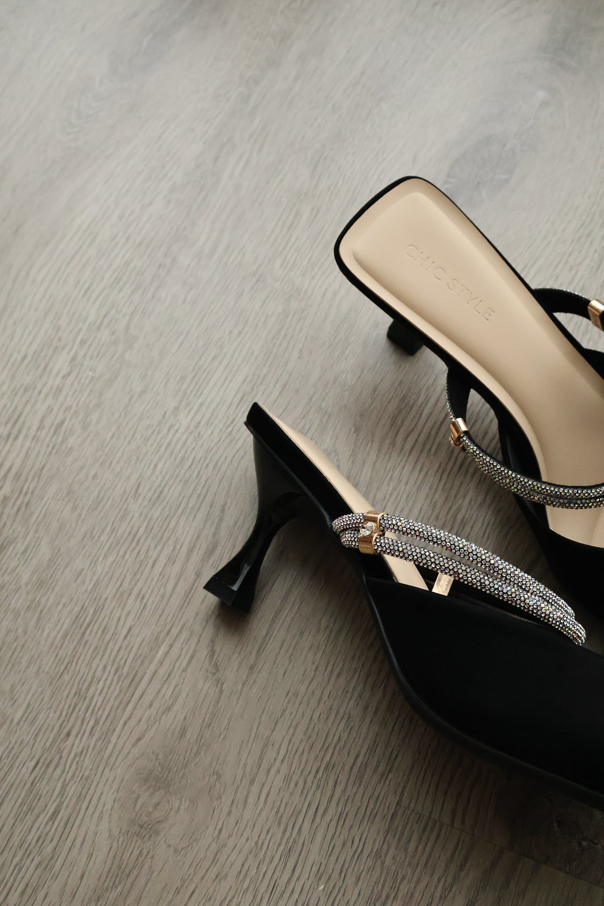 Clarisse Rhinestone Pointed Heels (Black)