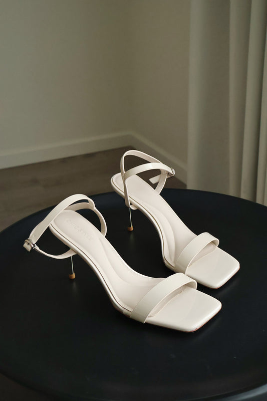 Luna Strappy High Heeled Sandals (Cream White)