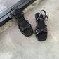 Jazreel Strappy Knot Sandals (Black)