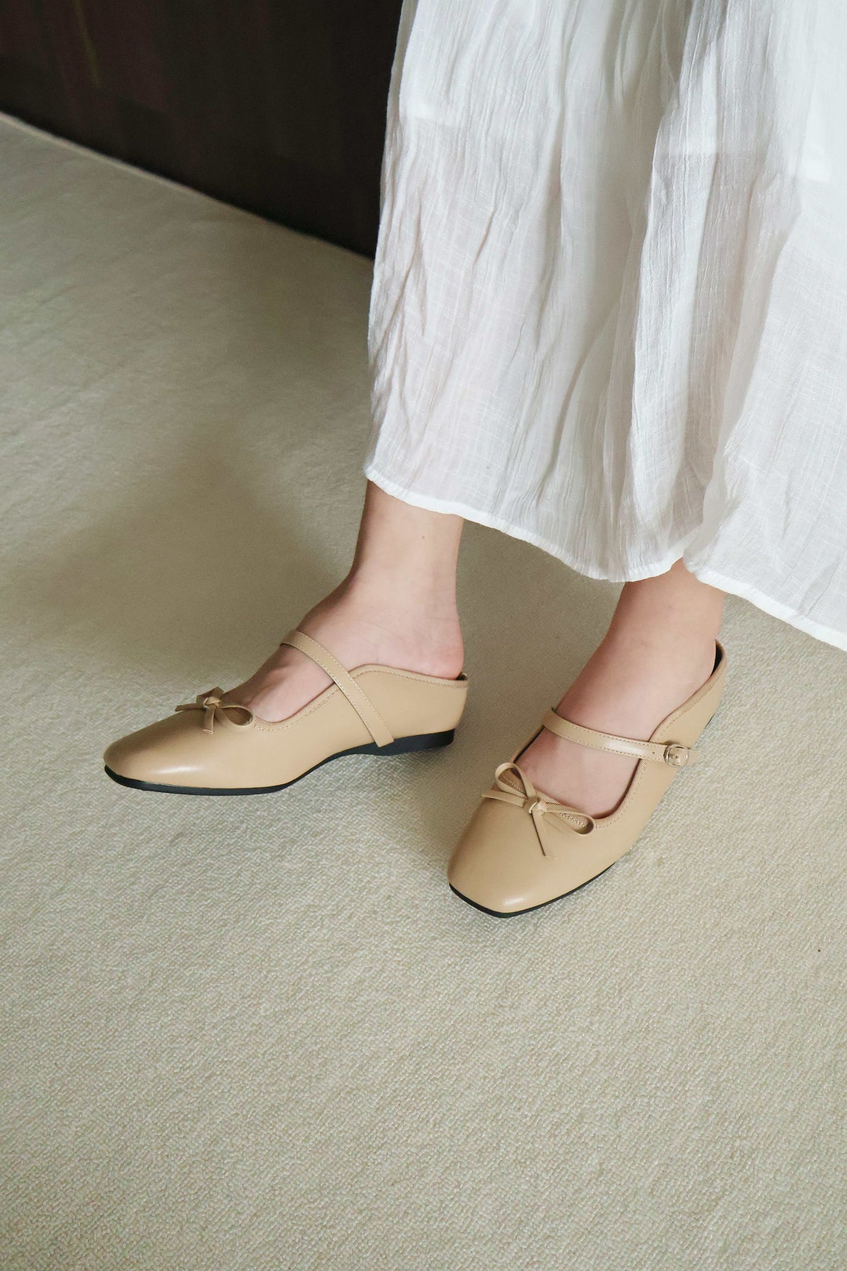Makayla Bow Slip On Mules (Khaki)