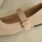 Tebby Knit Mary Jane Flats (Beige)