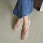 Tebby Knit Mary Jane Flats (Beige)