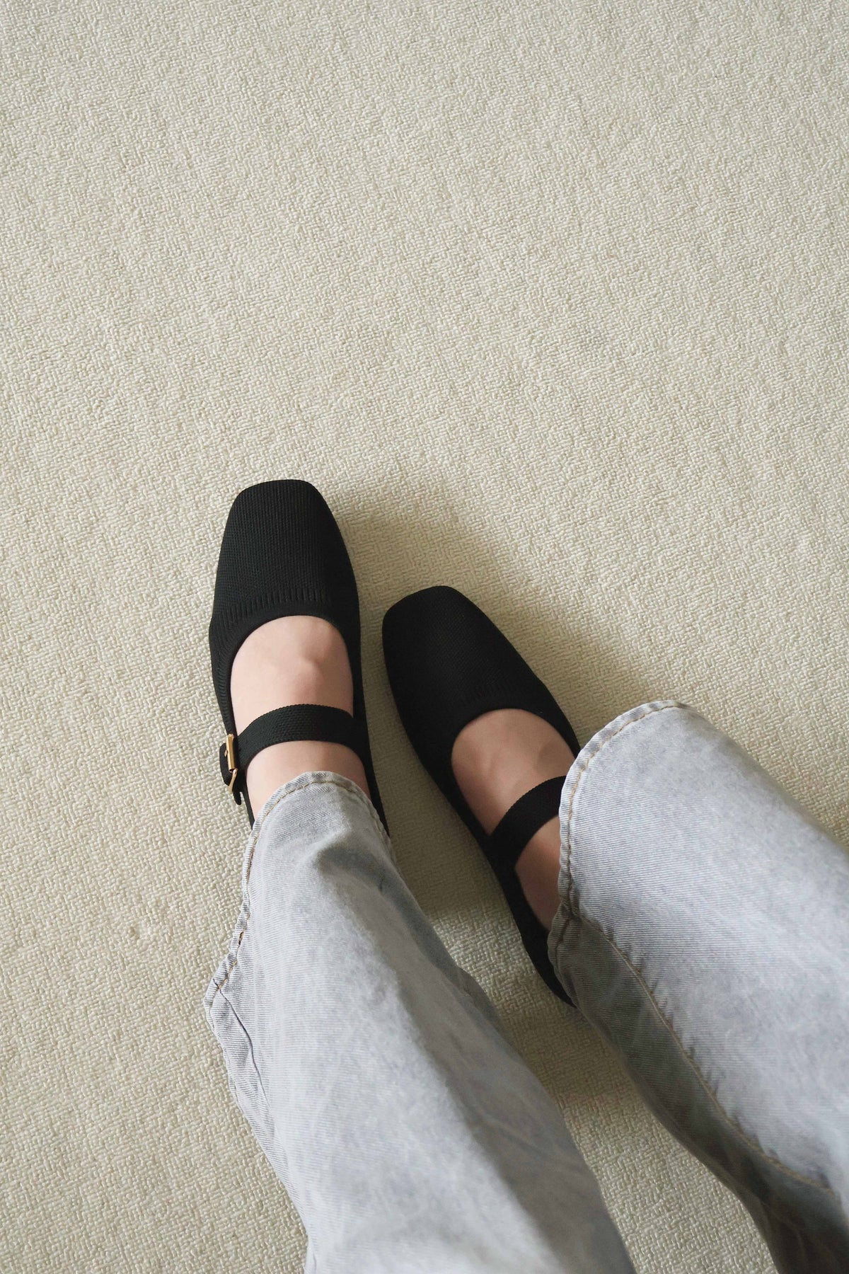 Tebby Knit Mary Jane Flats (Black)