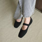 Tebby Knit Mary Jane Flats (Black)
