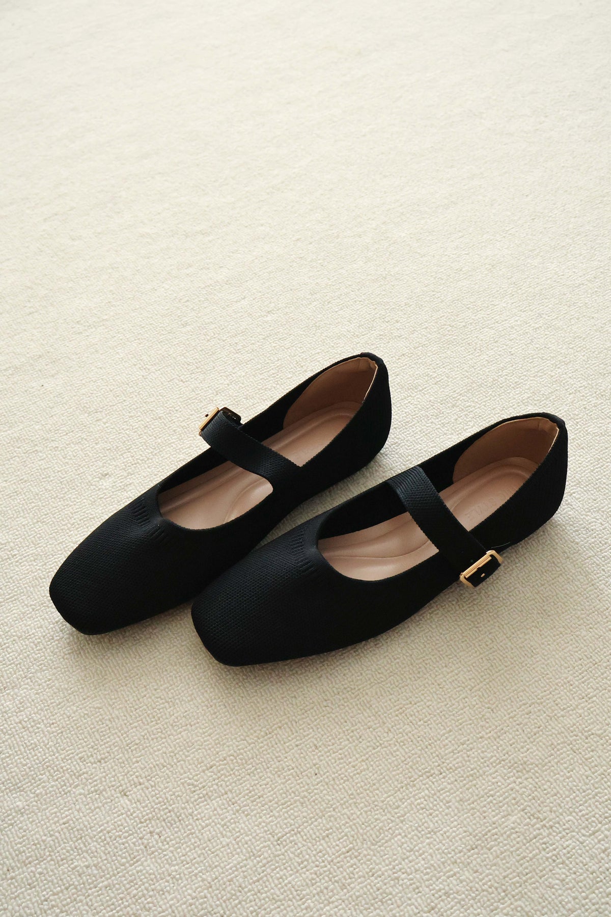 Tebby Knit Mary Jane Flats (Black)