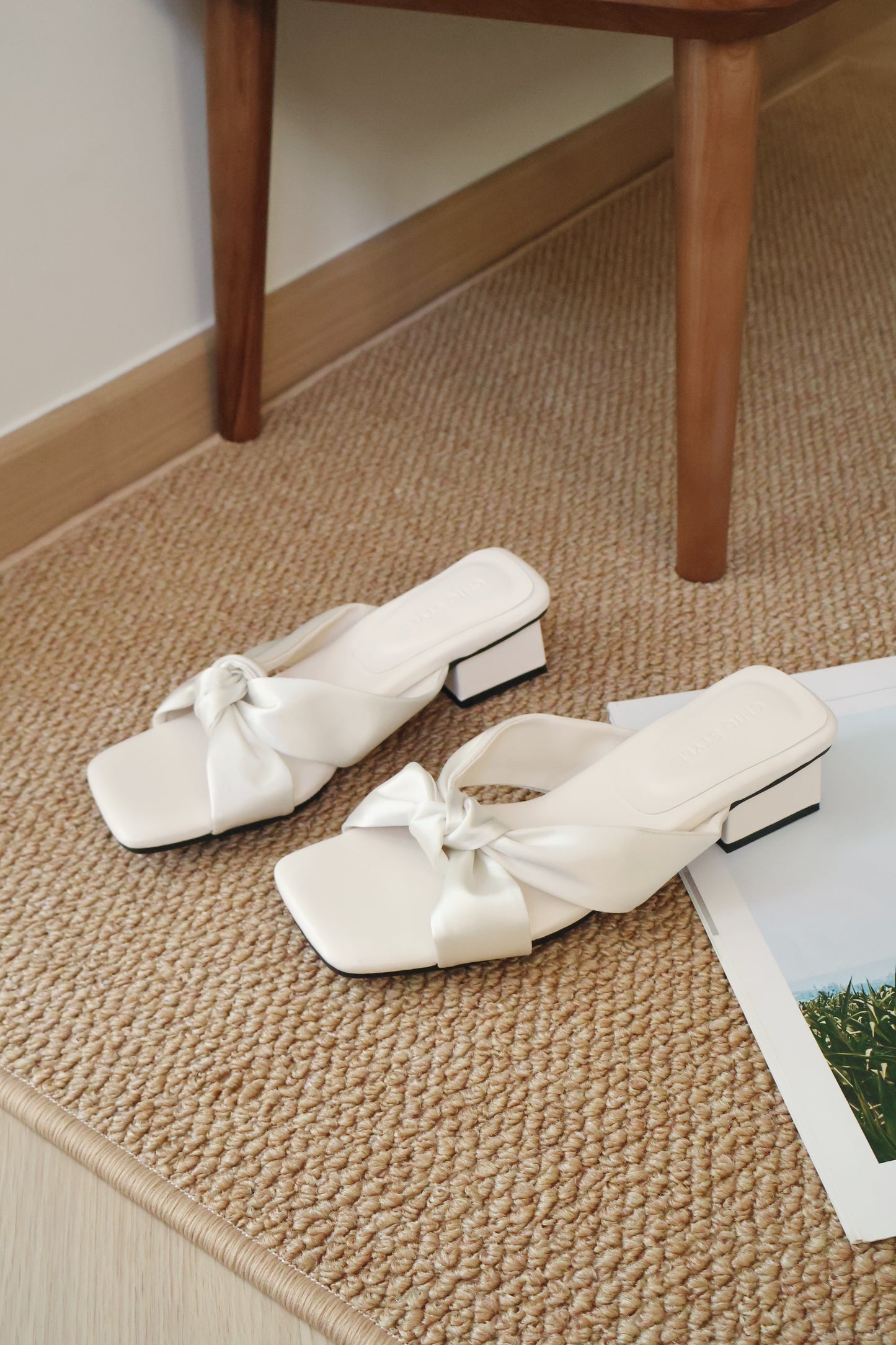 Esme Satin Twist Knot Heels (Cream White)