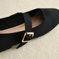 Tebby Knit Mary Jane Flats (Black)