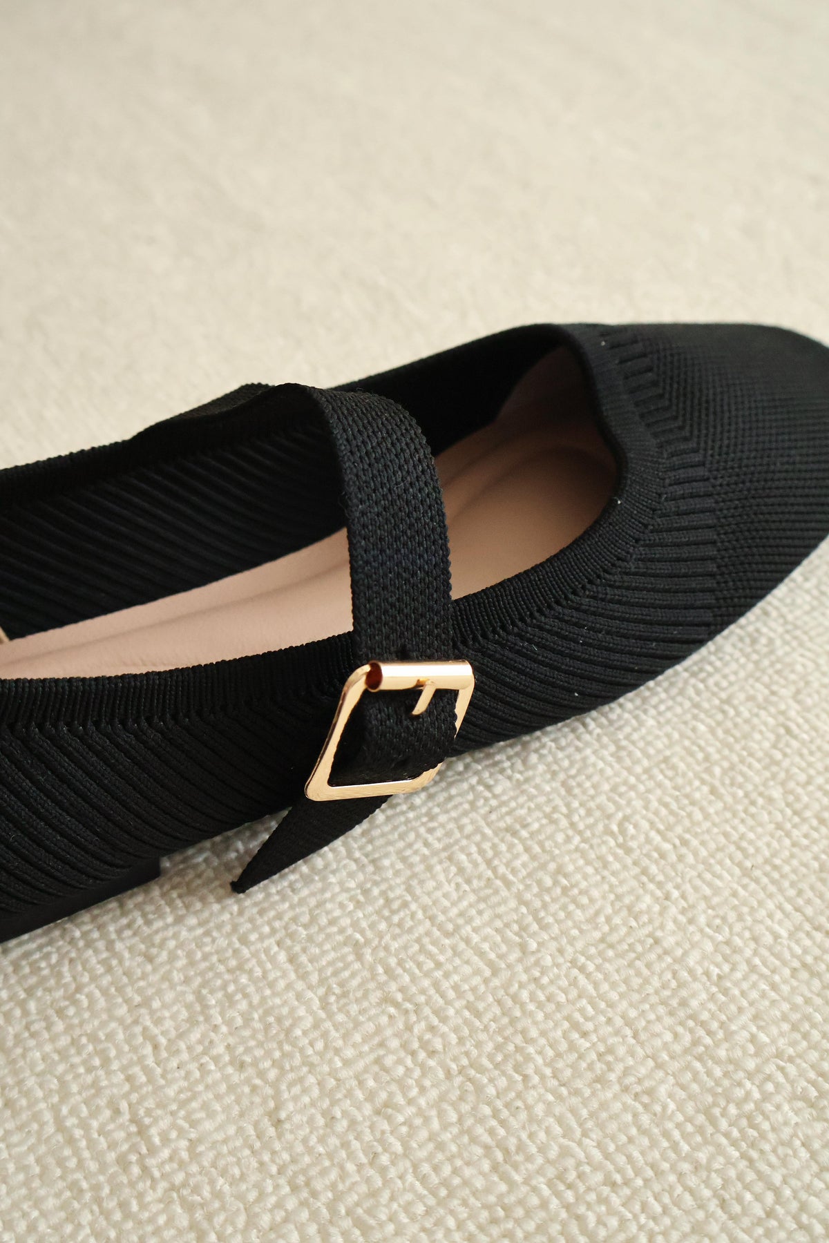 Tebby Knit Mary Jane Flats (Black)