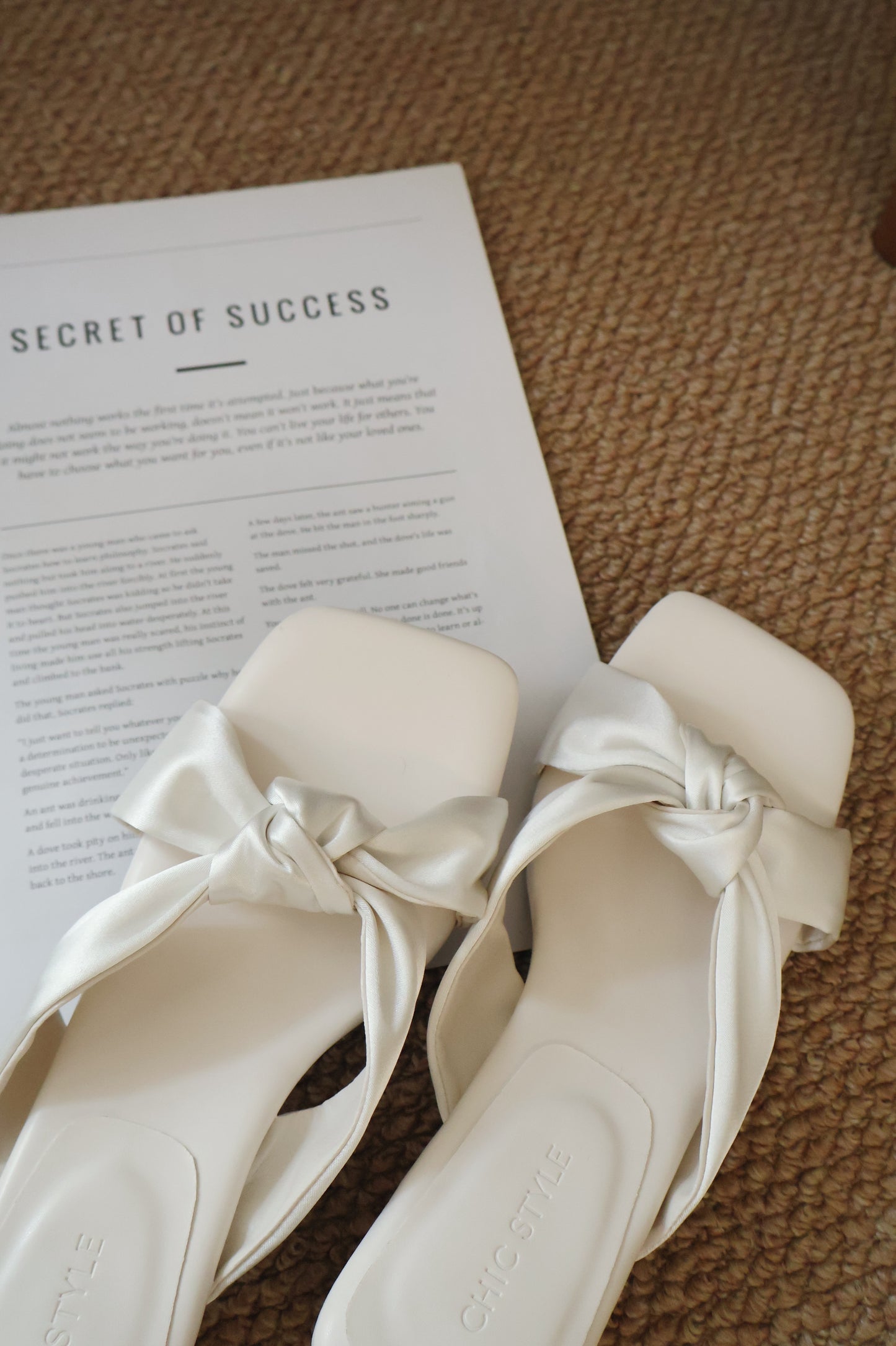 Esme Satin Twist Knot Heels (Cream White)