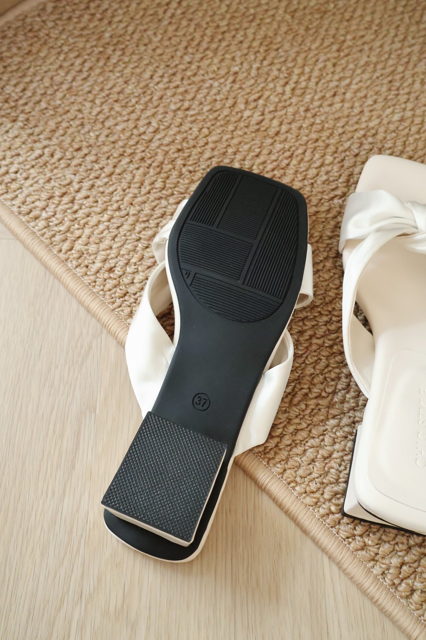 Esme Satin Twist Knot Heels (Cream White)