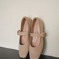 Tebby Knit Mary Jane Flats (Beige)