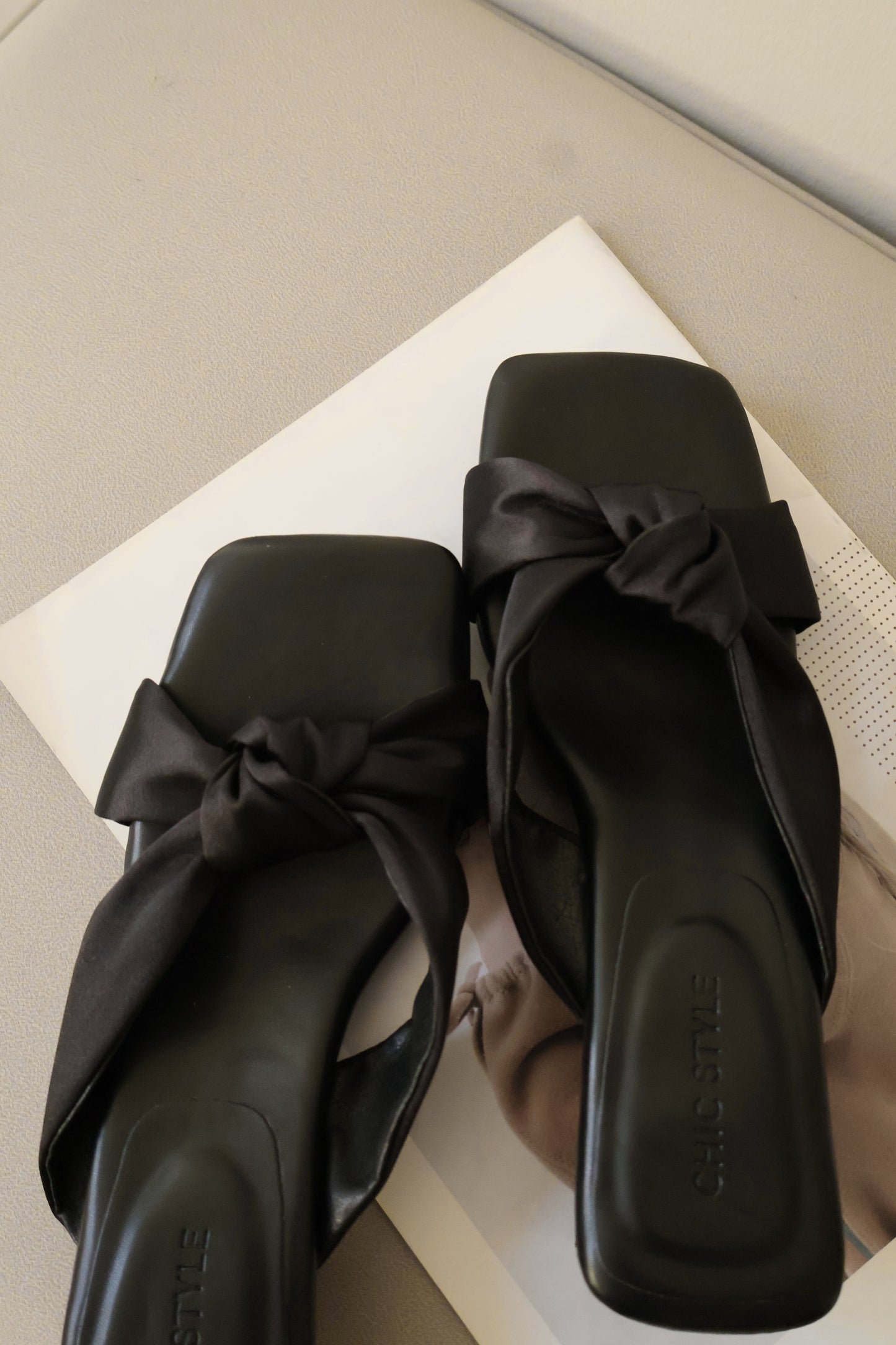 Esme Satin Twist Knot Heels (Black)