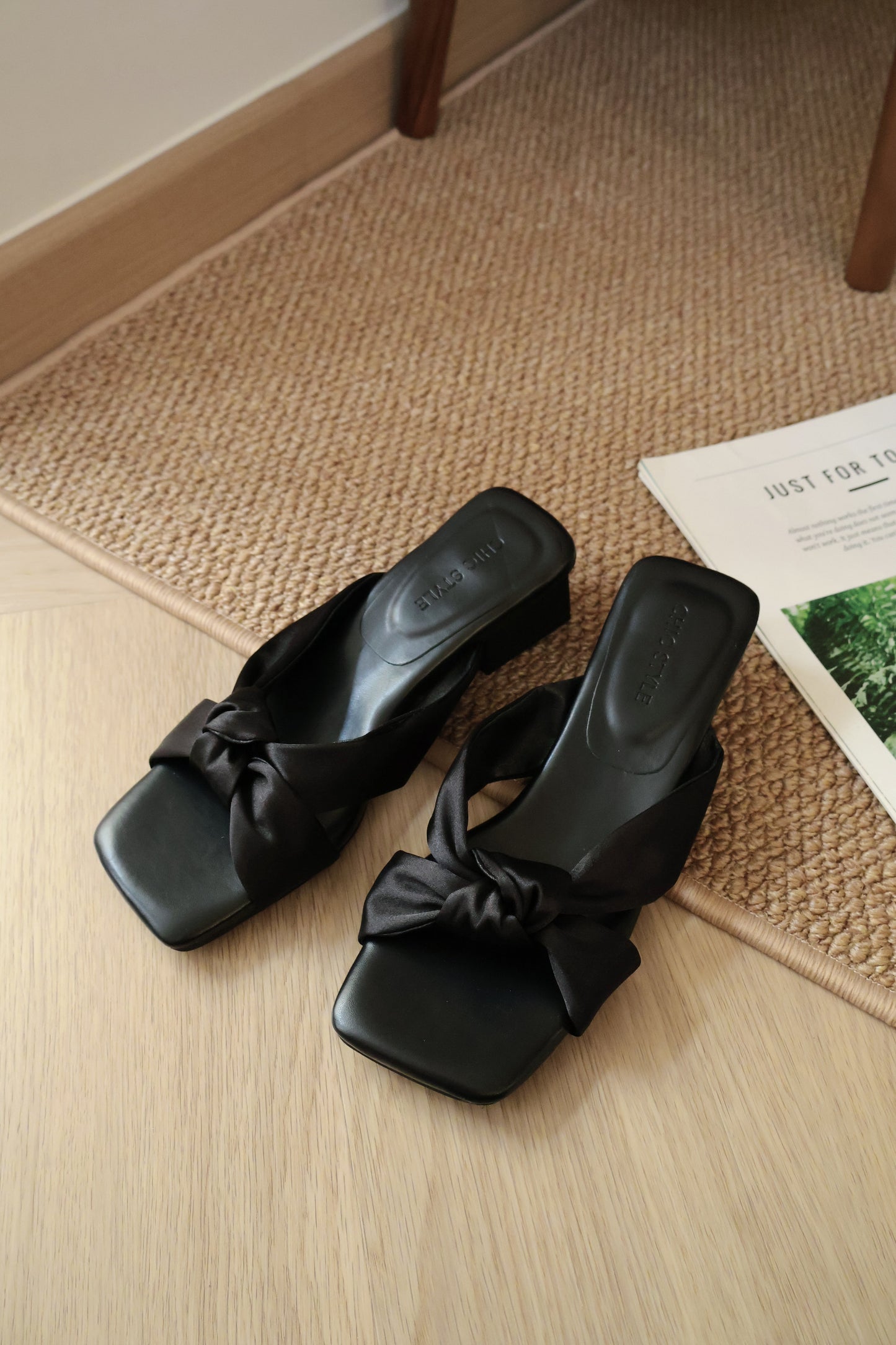 Esme Satin Twist Knot Heels (Black)