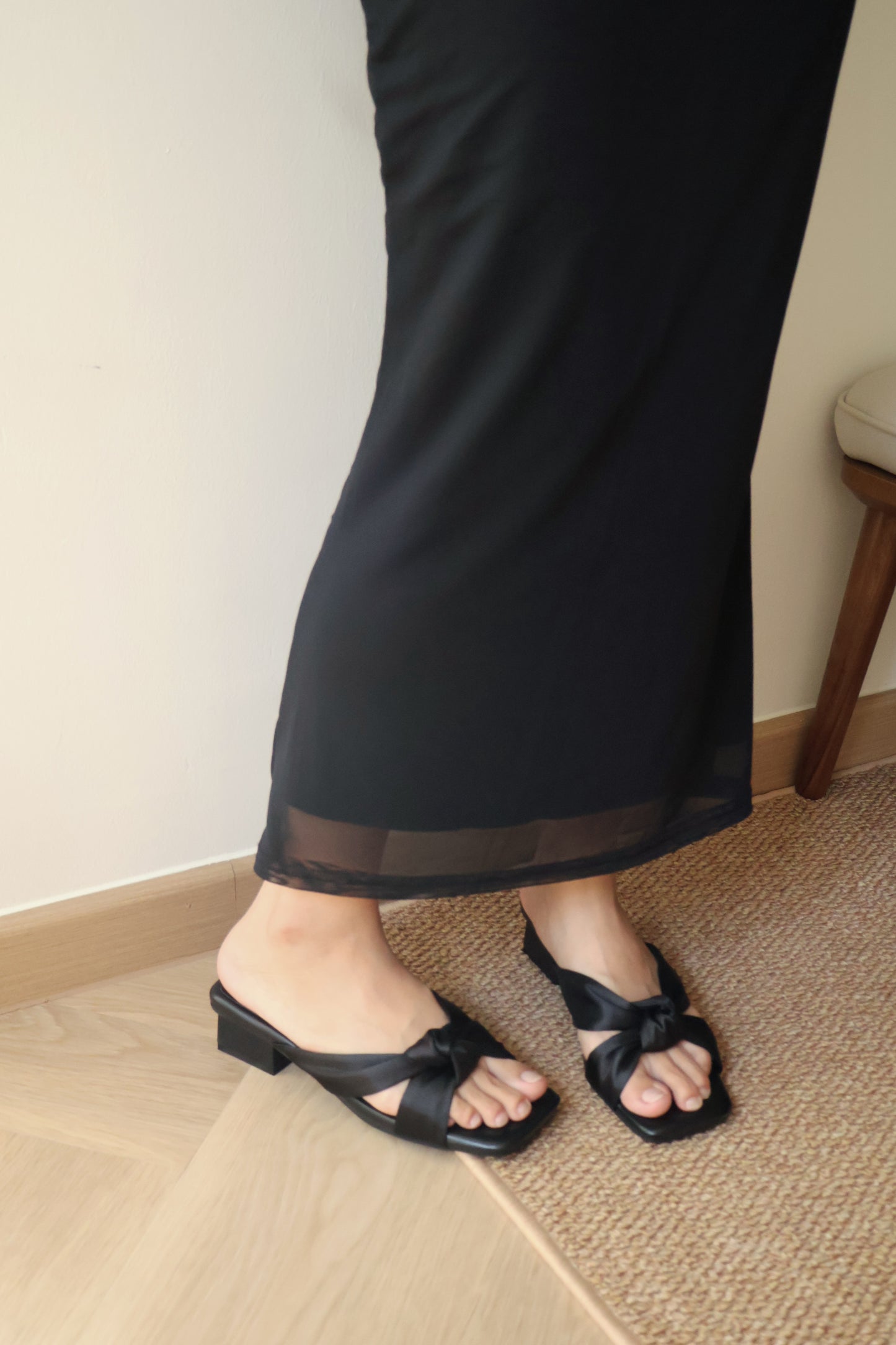 Esme Satin Twist Knot Heels (Black)