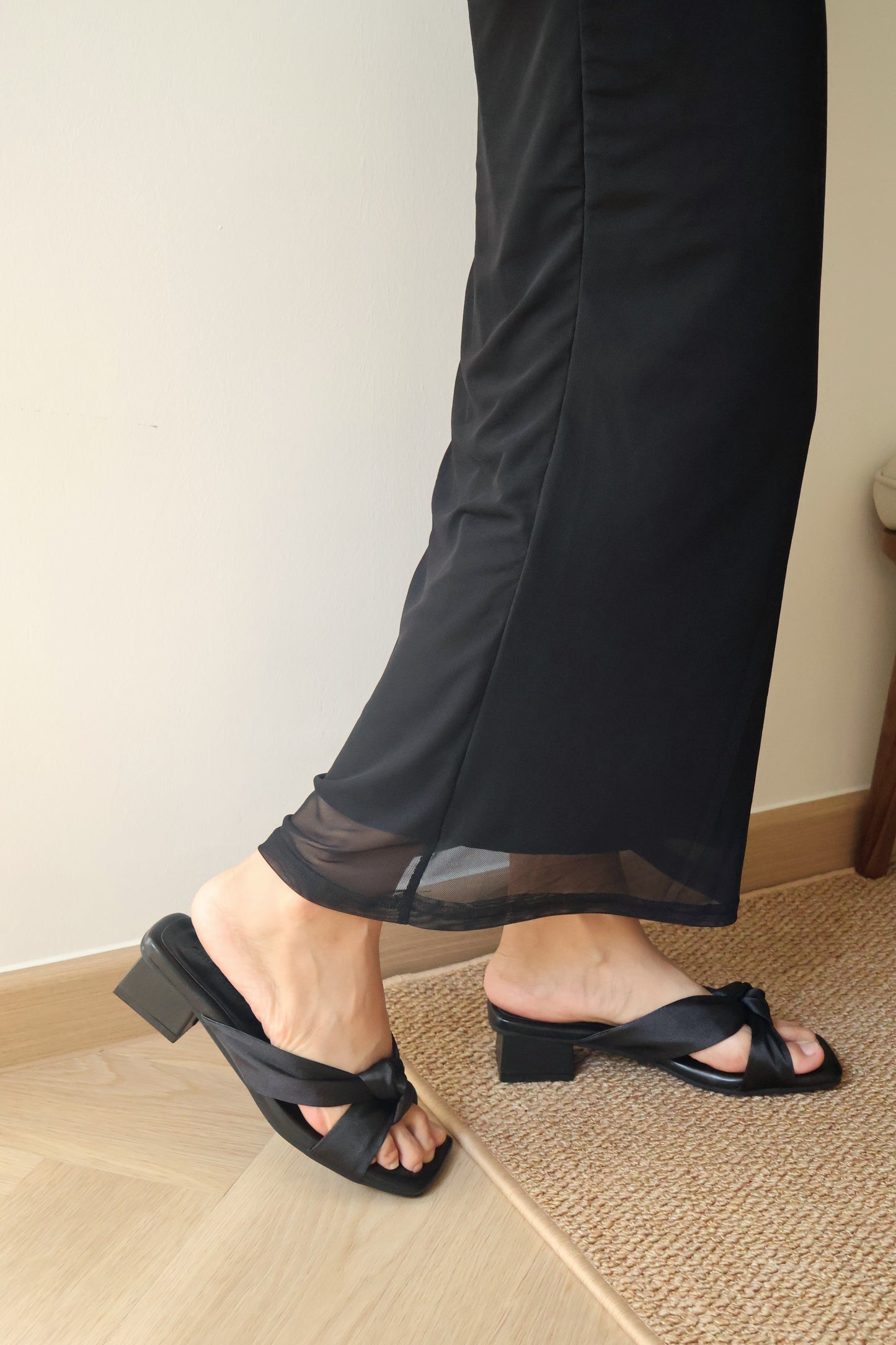 Esme Satin Twist Knot Heels (Black)