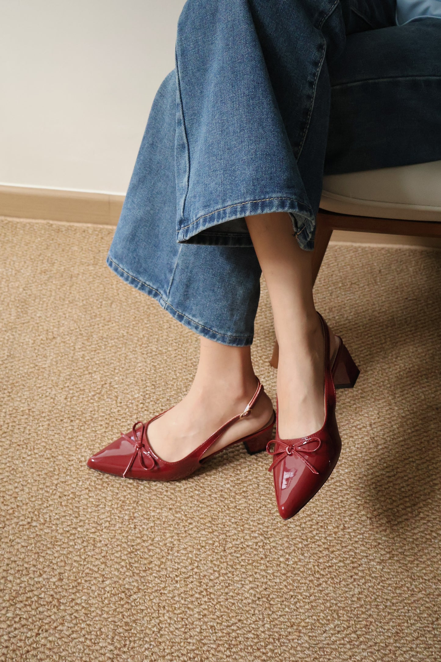 Veyna Slingback Heels Pump (Maroon)