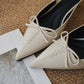 Elyn Stitchy Bow Heels (Cream White)
