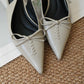 Elyn Stitchy Bow Heels (Grey)