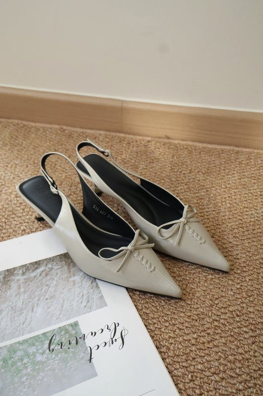 Elyn Stitchy Bow Heels (Grey)