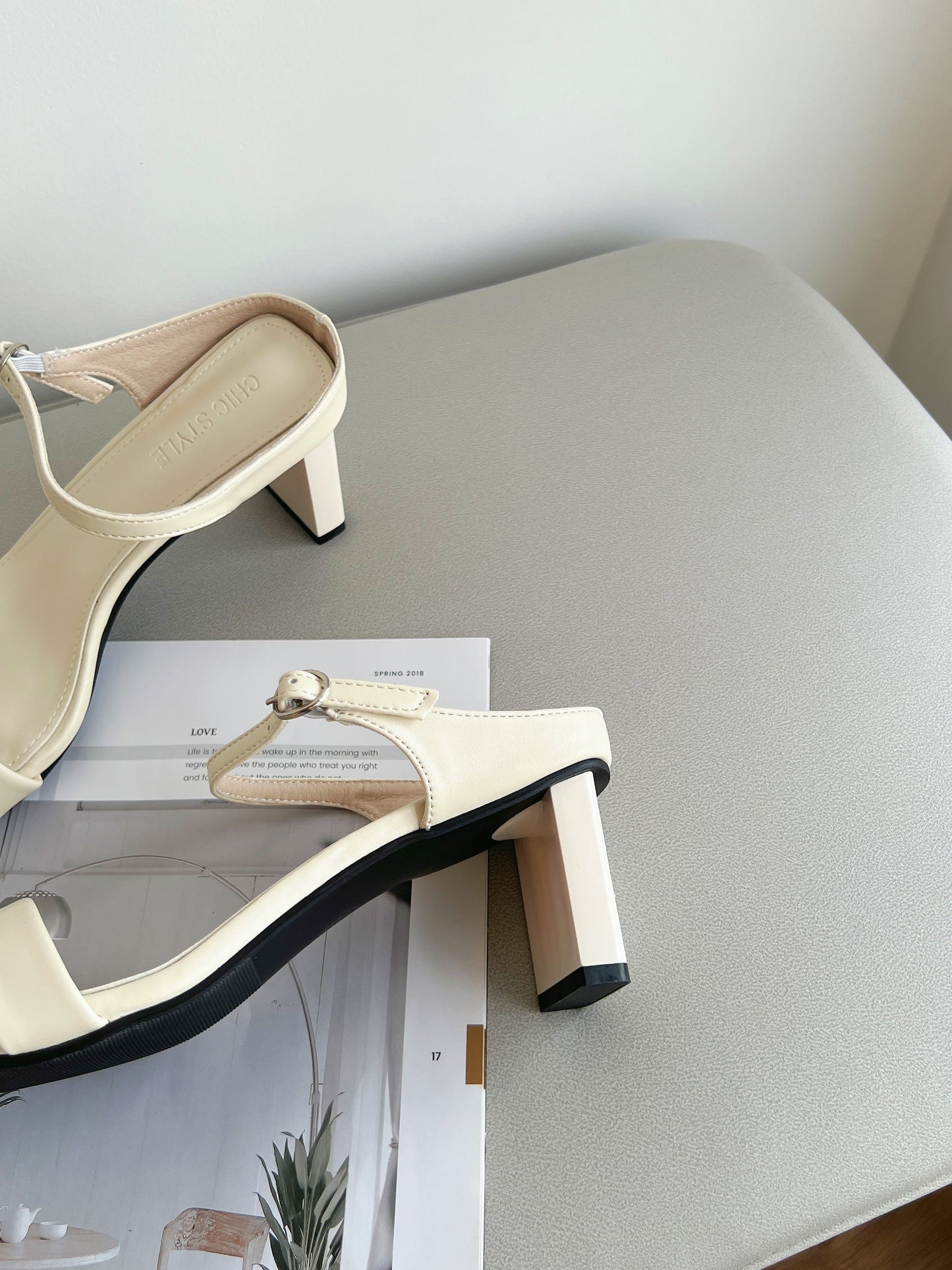 Evon Strappy High Heels (Cream White)