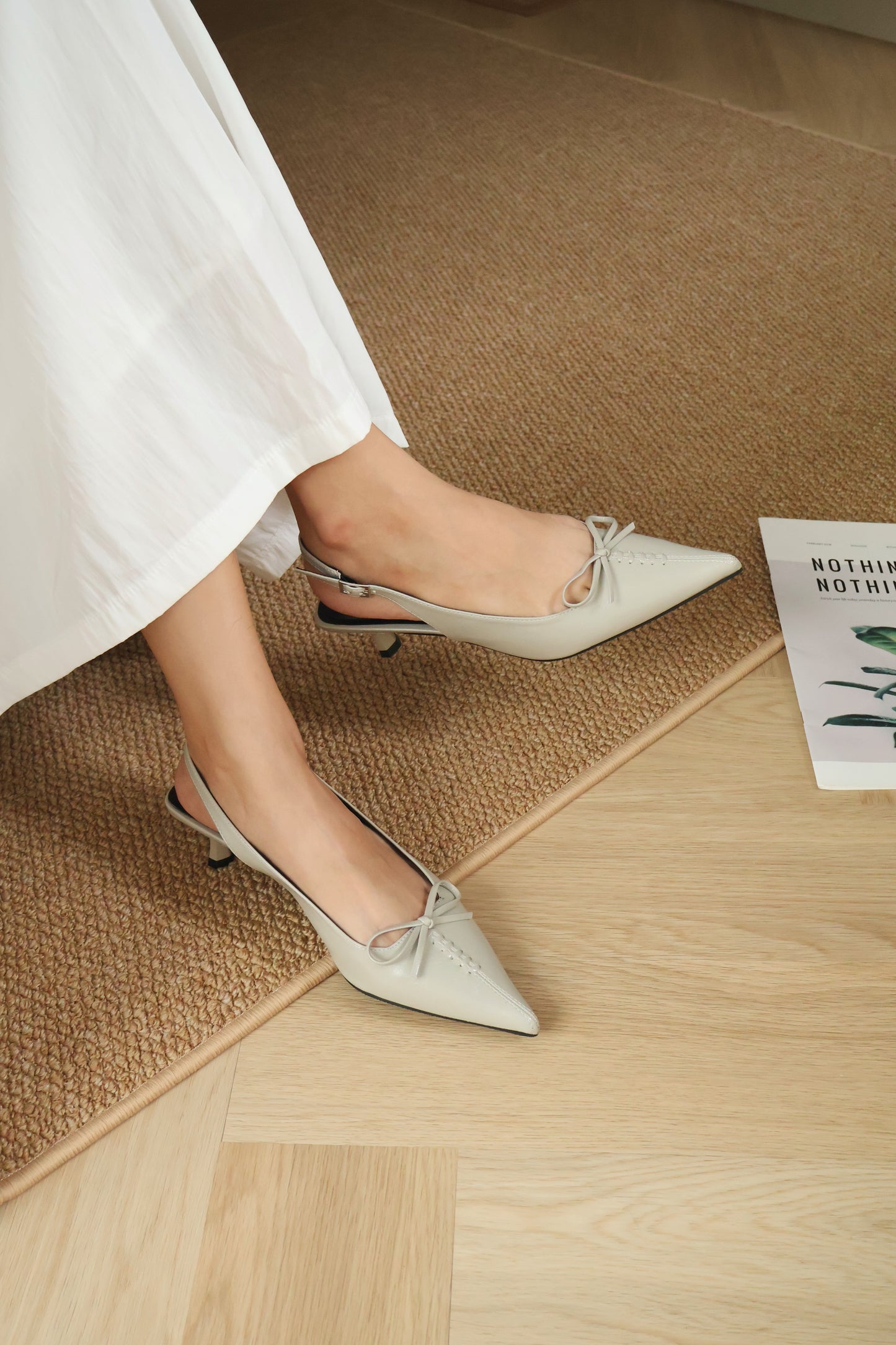 Elyn Stitchy Bow Heels (Grey)