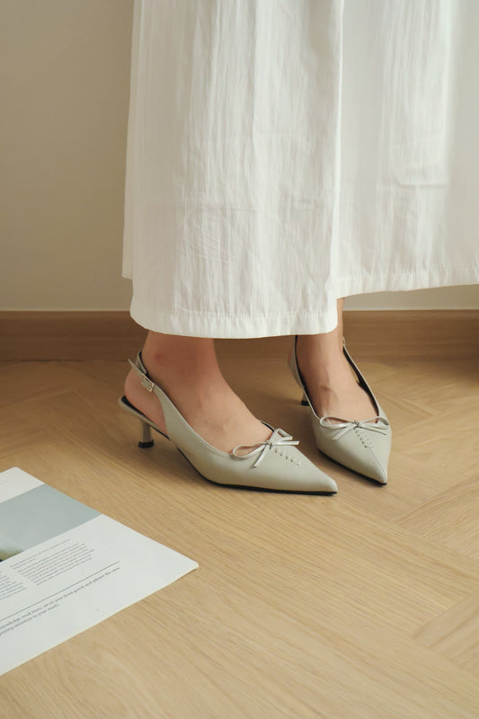 Elyn Stitchy Bow Heels (Grey)