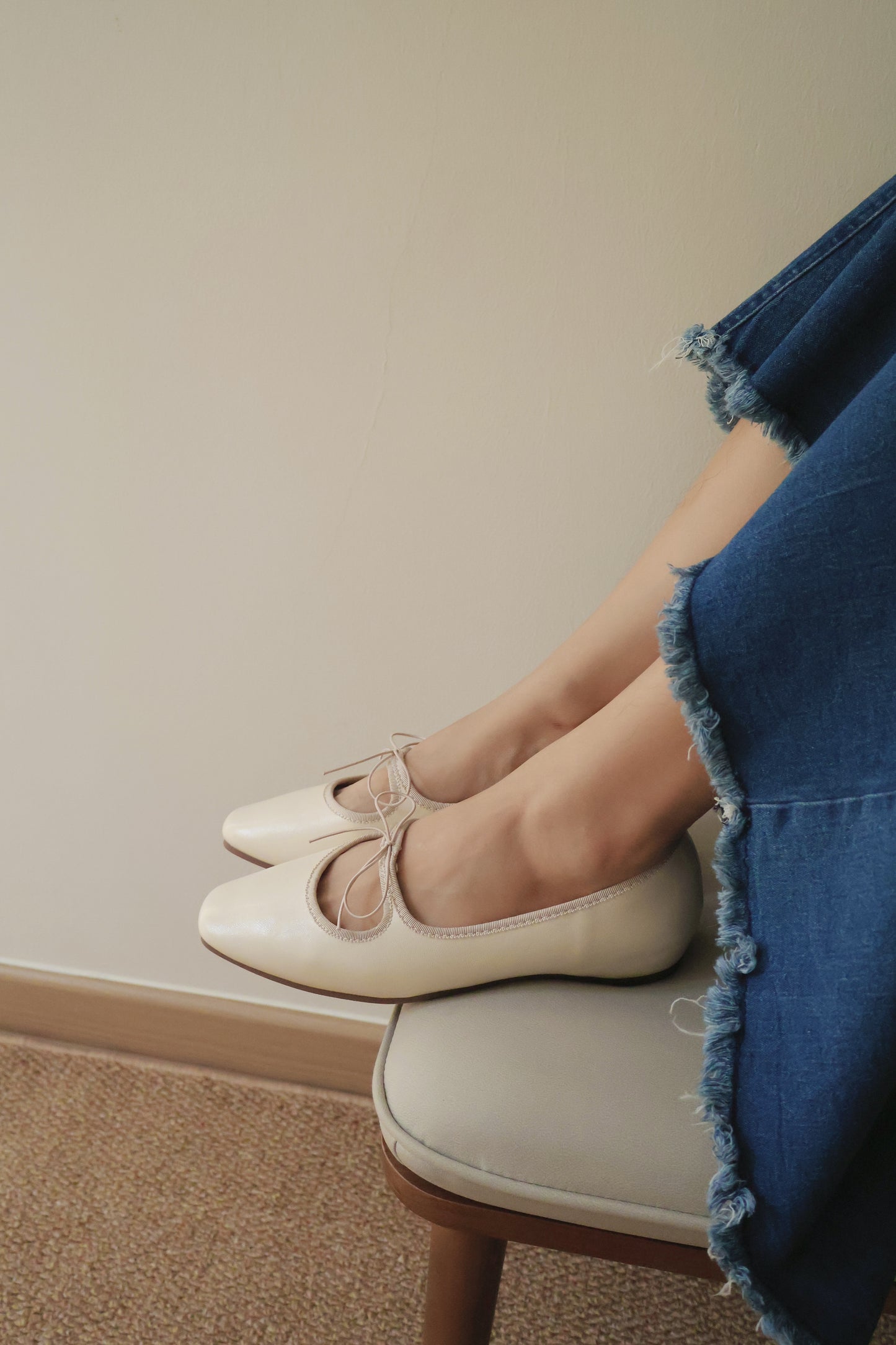 Bernice Mary Janes Flats (Cream White / 40 41)