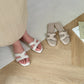 Francine Interlocking Comfy Sandals (White Beige)