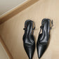 Zyra Pointy Slingback Heels (Black)