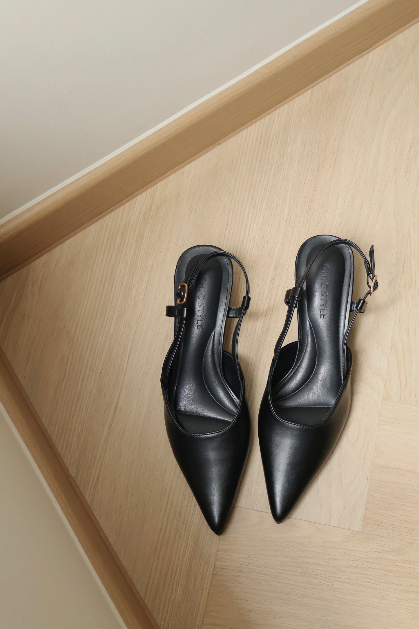 Zyra Pointy Slingback Heels (Black)