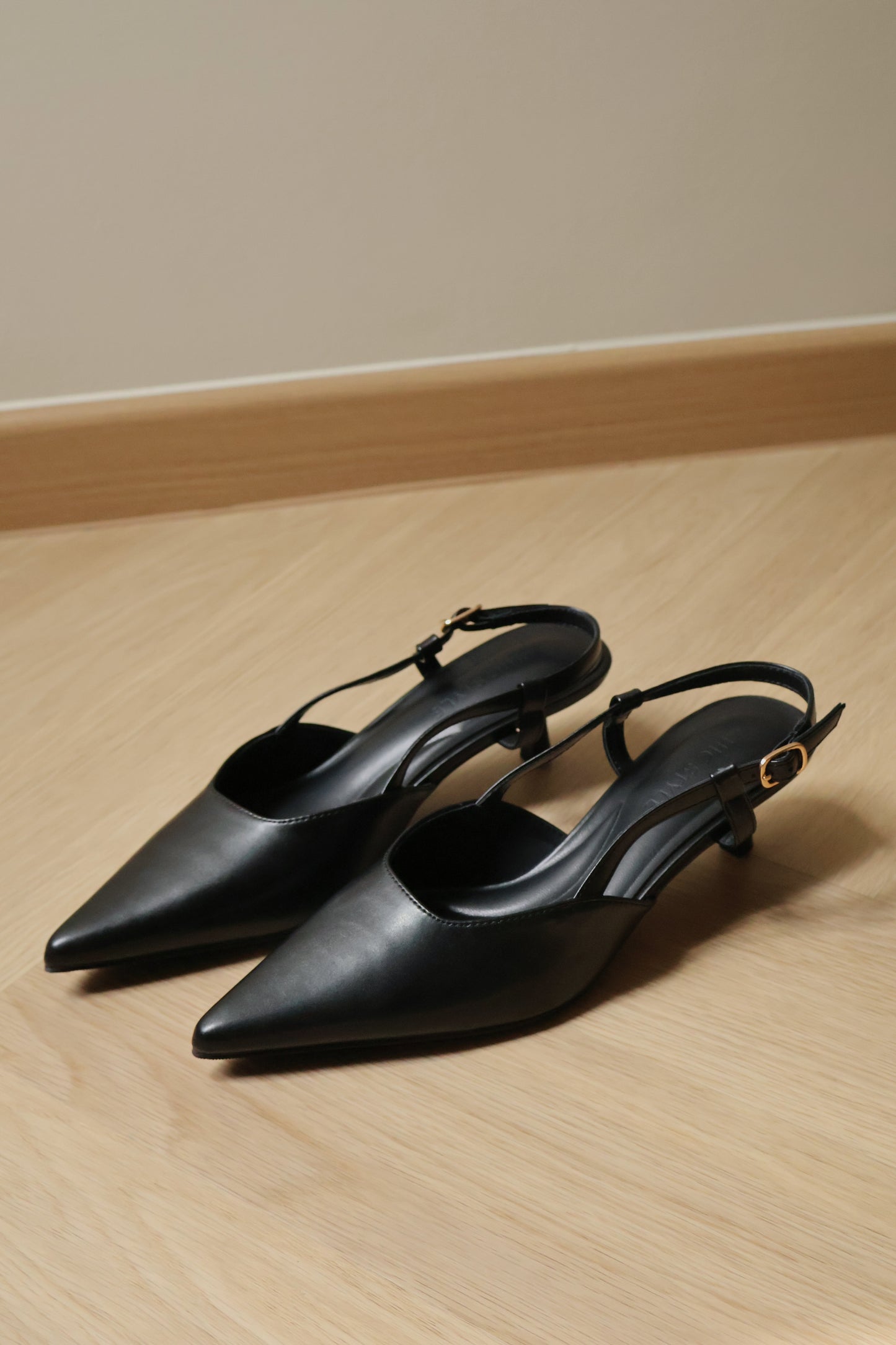 Zyra Pointy Slingback Heels (Black)