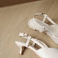 Zyra Pointy Slingback Heels (Cream White / 40)