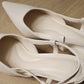 Zyra Pointy Slingback Heels (Cream White / 40)