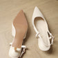 Zyra Pointy Slingback Heels (Cream White / 40)