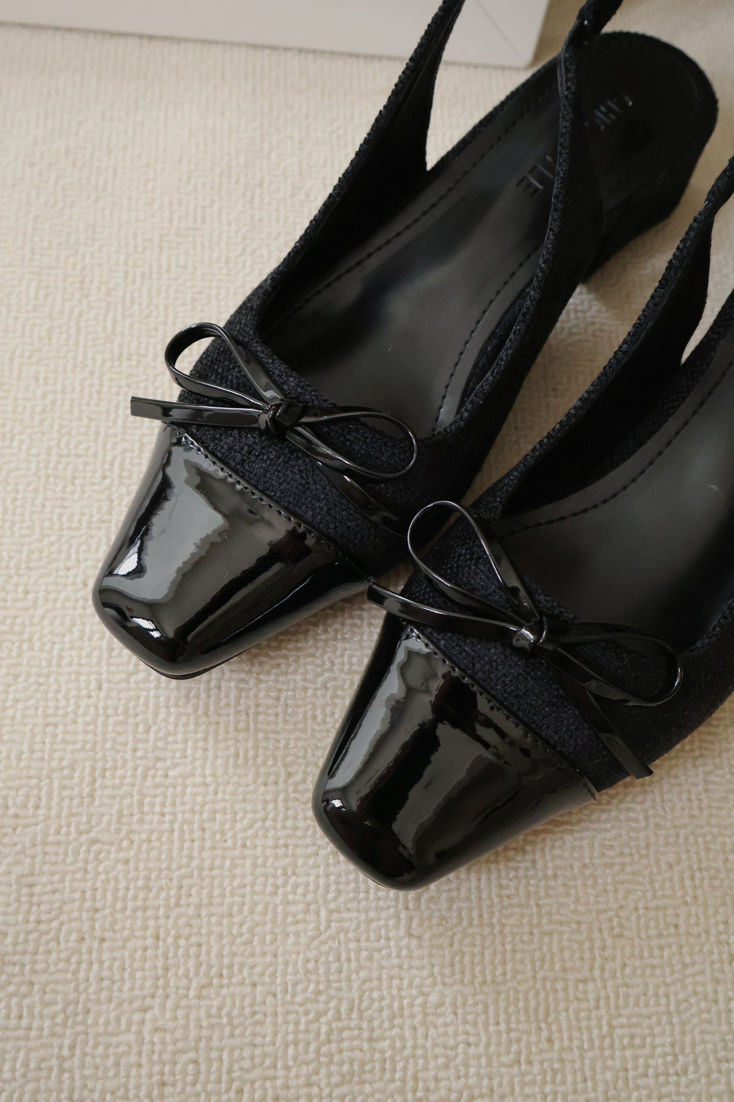 Elleria Bow Tweed Heels (Black)