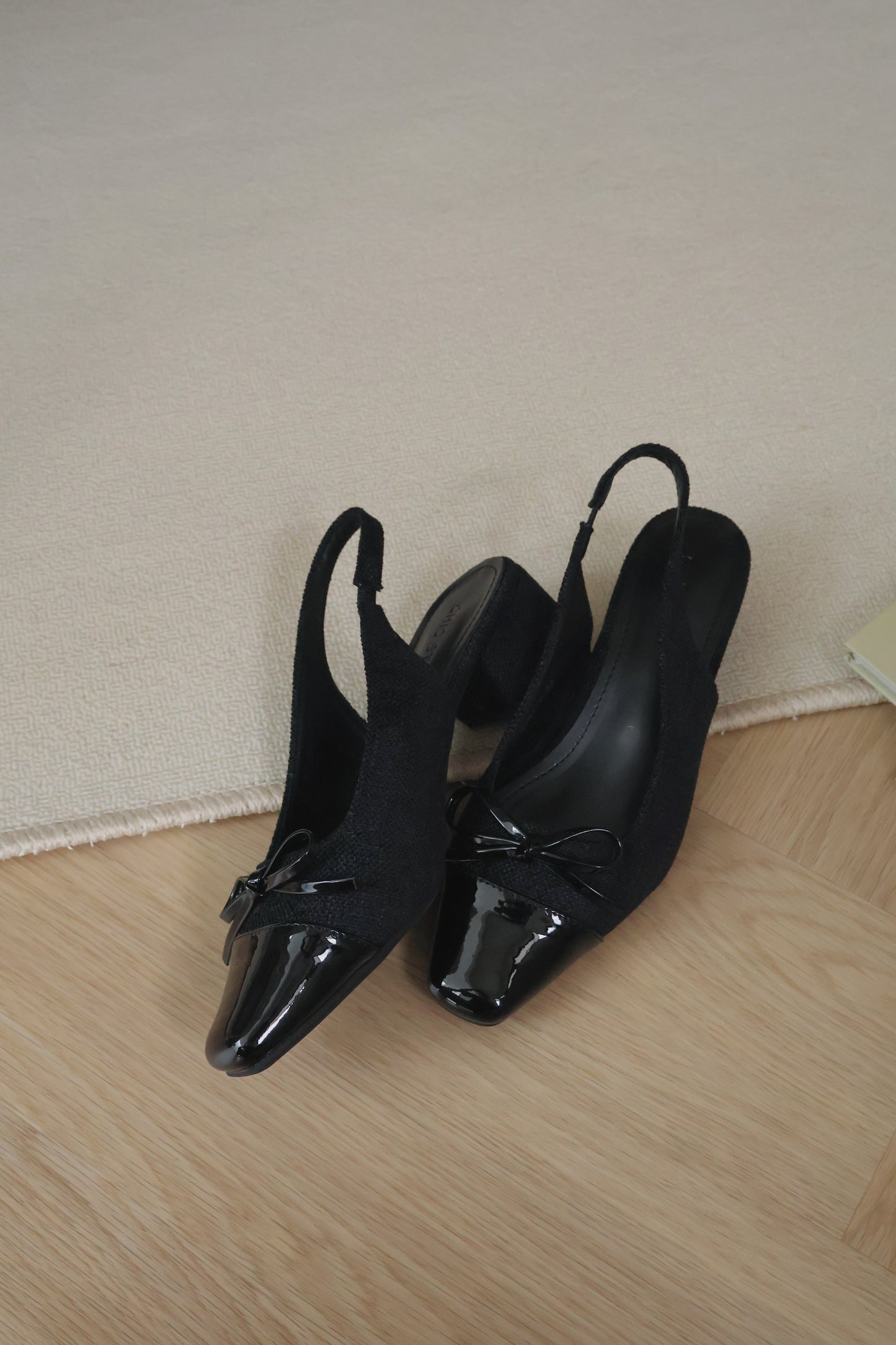 Elleria Bow Tweed Heels (Black)