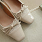 Elleria Bow Tweed Heels (Cream)