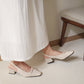 Elleria Bow Tweed Heels (Cream)