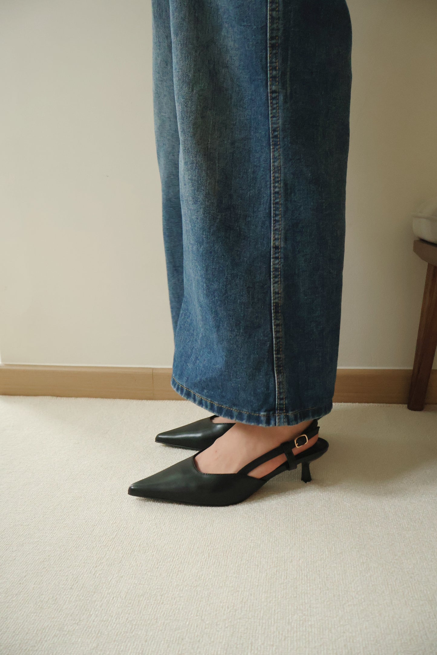 Zyra Pointy Slingback Heels (Black)