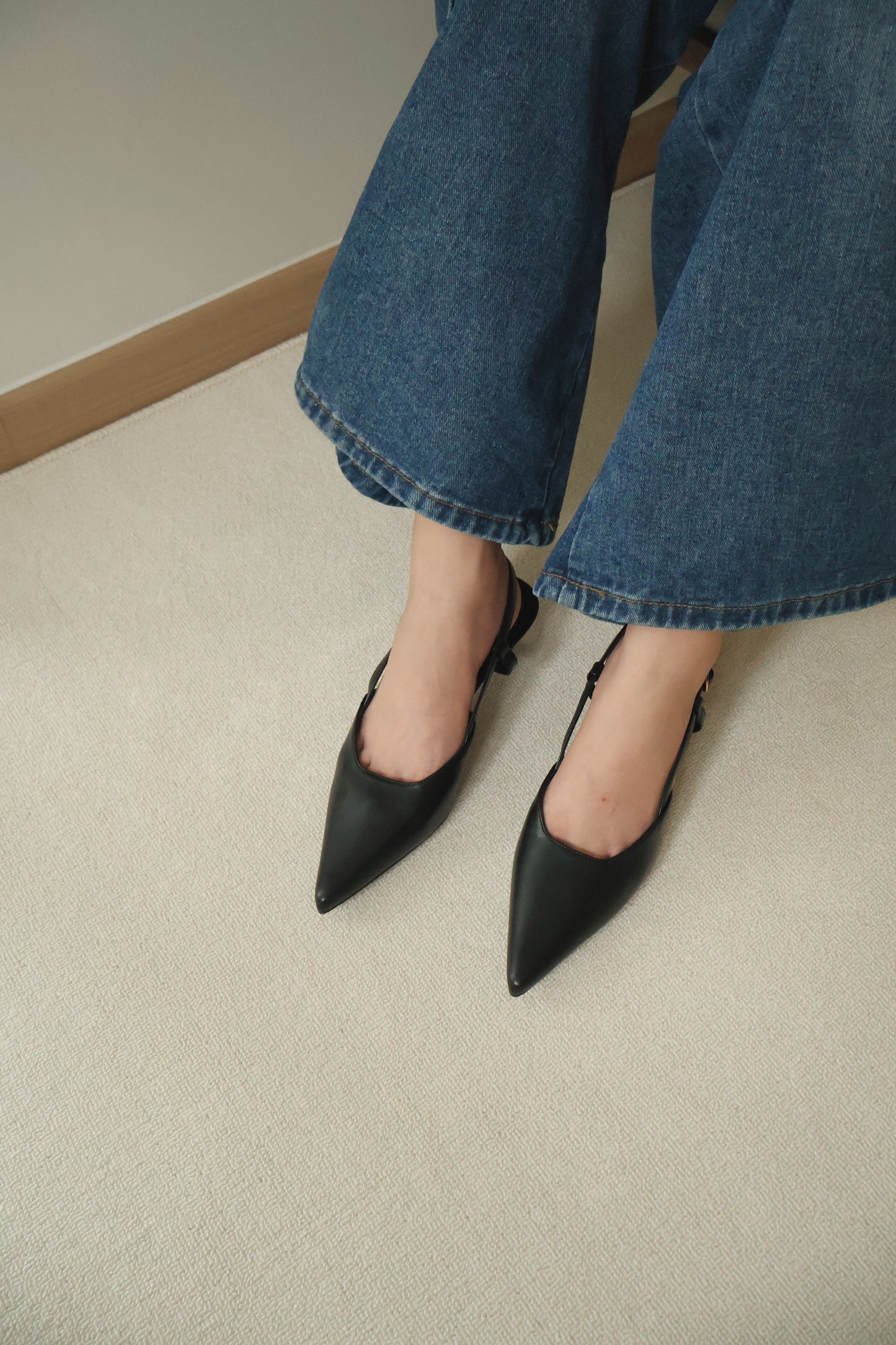 Zyra Pointy Slingback Heels (Black)