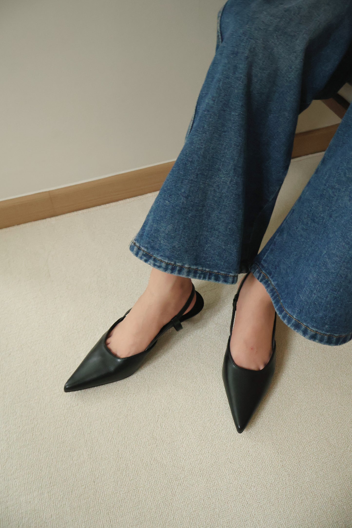 Zyra Pointy Slingback Heels (Black)