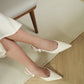 Zyra Pointy Slingback Heels (Cream White / 40)