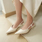 Zyra Pointy Slingback Heels (Cream White / 40)