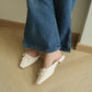 Marissa Bow Flat Mules (Cream White / 39 40 41)