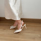 Evia Rhinestone High Heels (White)