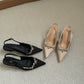 Gloria Rhinestone Pointy Heels (Champagne)