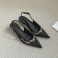 Gloria Rhinestone Pointy Heels (Black)