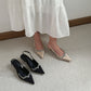 Gloria Rhinestone Pointy Heels (Champagne)