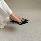 Gloria Rhinestone Pointy Heels (Black)